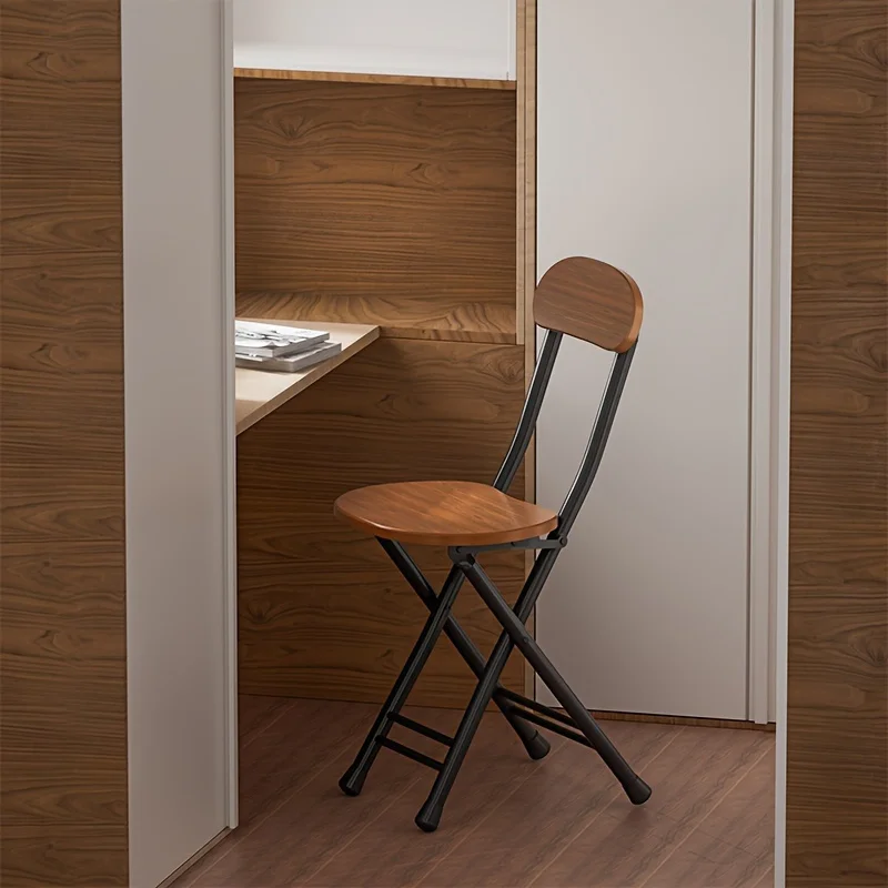 1pc klassieke stijl klapstoel met ovale zitting draagbaar, geen montage nodig, duurzame metalen frame hardhouten constructie voor thuis