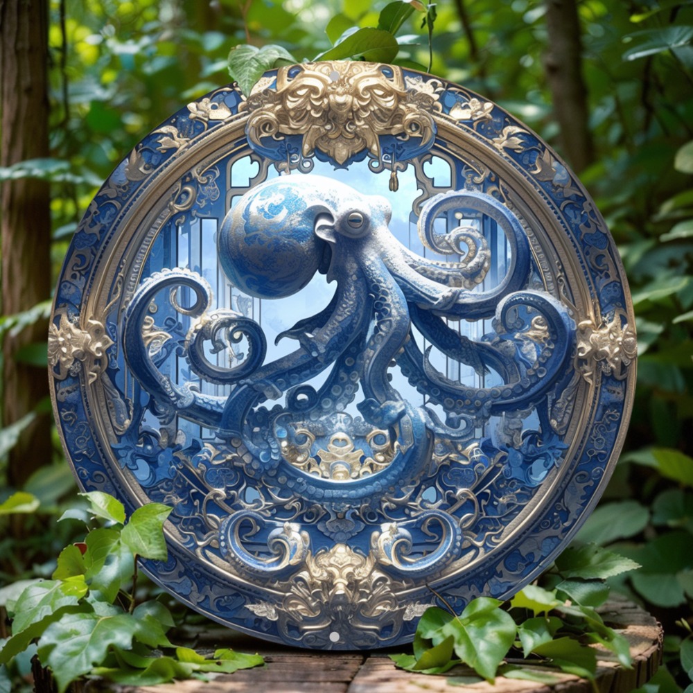 Arte redonda da parede de alumínio, polvo temático, durável, fácil de limpar, decoração de casa e escritório, sinal, perfeito para presentes
