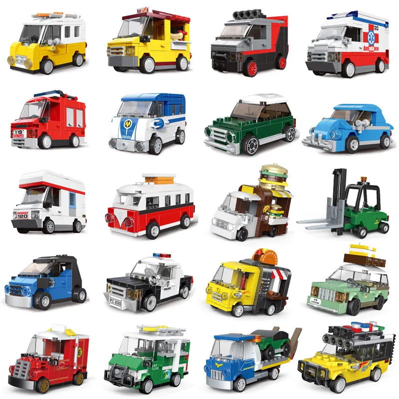 Coche de carreras, autobús, vehículo de ingeniería, ambulancia, modelo extraíble, bloques de construcción, juguetes de ladrillo, Compatible con Lego