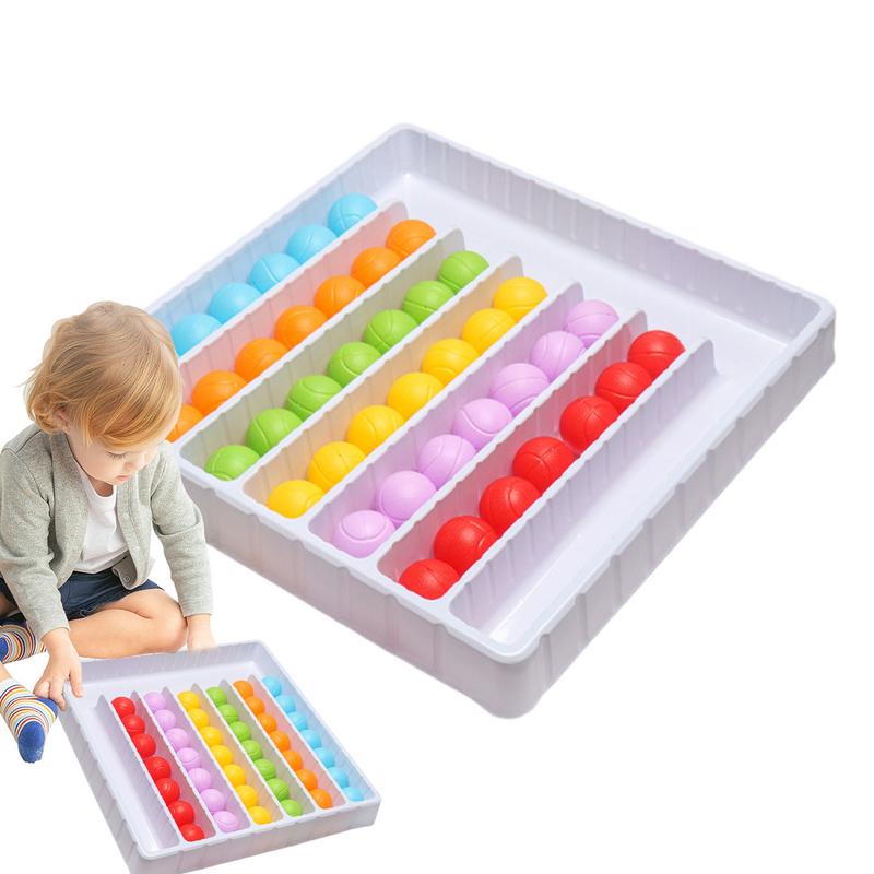 子供のための色仕分けボールのおもちゃ、カラフルなボール、感覚ゲーム、レインボー、ボールボードゲーム、教育、感覚、インタラクティブなパズル