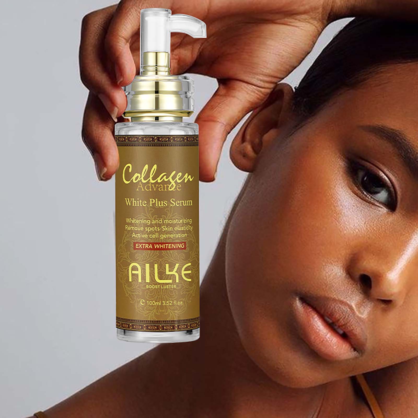 AILKE Skin Whitening Gesichtsserum, reduziert Flecken, feuchtigkeitsspendend, gleichmäßiger Hautton, mit Bio-Kollagen, hautaufhellendes Körperserum