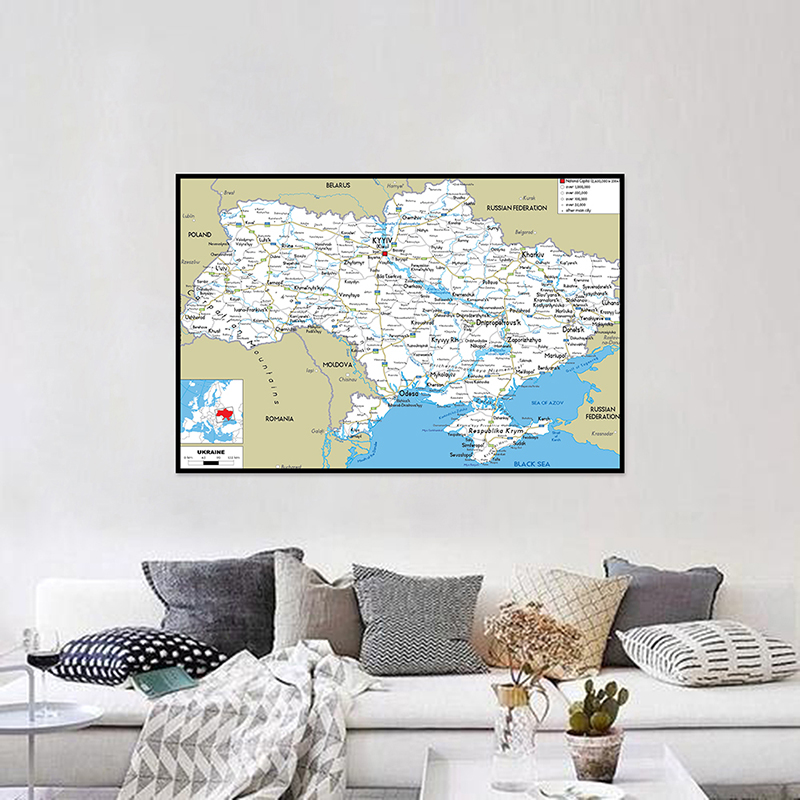 Geography Education Tools English Language-Ukraine Map-Road Map-2013 Wall Art Poster Unframed Home Decor Wall Tapestry