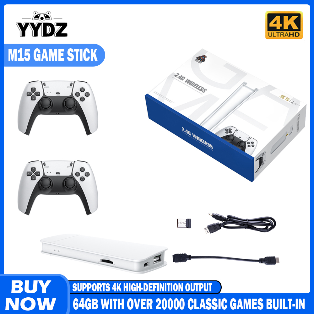 M15 คอนโซลเกมย้อนยุค 64GB 20000 + เกม 4K ความละเอียดสูงเอาต์พุตวิดีโอเกมมือถือ Stick 20 + emulator GBA PS1 เกมอาเขต