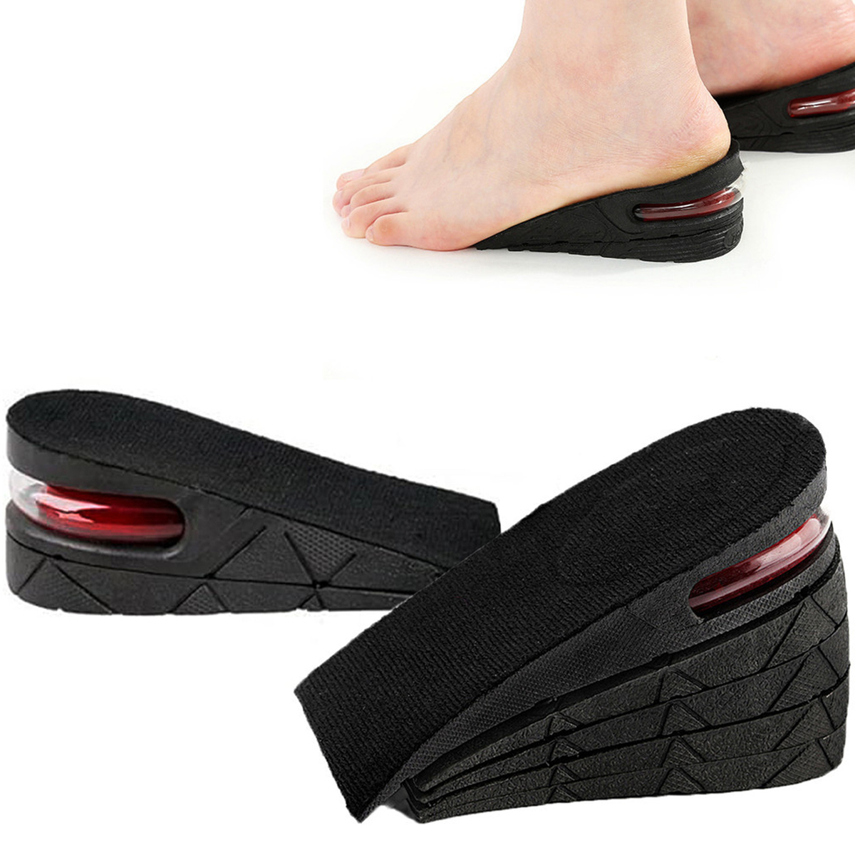 1 paire de semelles intérieures augmentant la hauteur à coussin d'air pour hommes et femmes, semelles intérieures invisibles augmentant la hauteur
