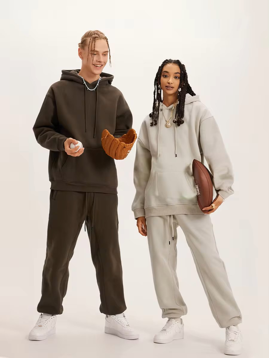 Sumuyoo, conjunto de sudaderas con capucha a la moda para mujer, sudaderas con capucha de gran tamaño, chaqueta deportiva cálida para mujer, jerséis de felpa de Color sólido para parejas