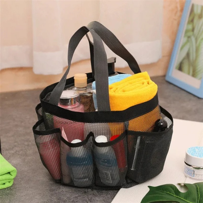 Bolsa de malla portátil para ducha, bolsa de playa, bolsa de almacenamiento de viaje, bolsa de baño, adecuada para acampar al aire libre, bolsa de secado rápido