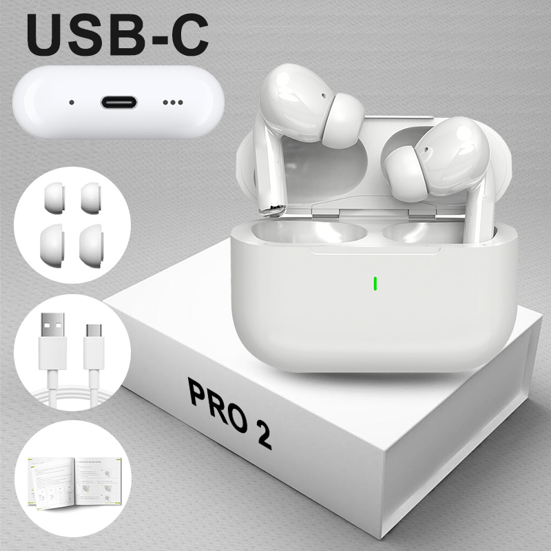 Беспроводные наушники Air Pro Bluetooth-гарнитура Pro 2, TWS-наушники, кабель типа USB-C, всплывающее окно для IOS Android с полной коробкой