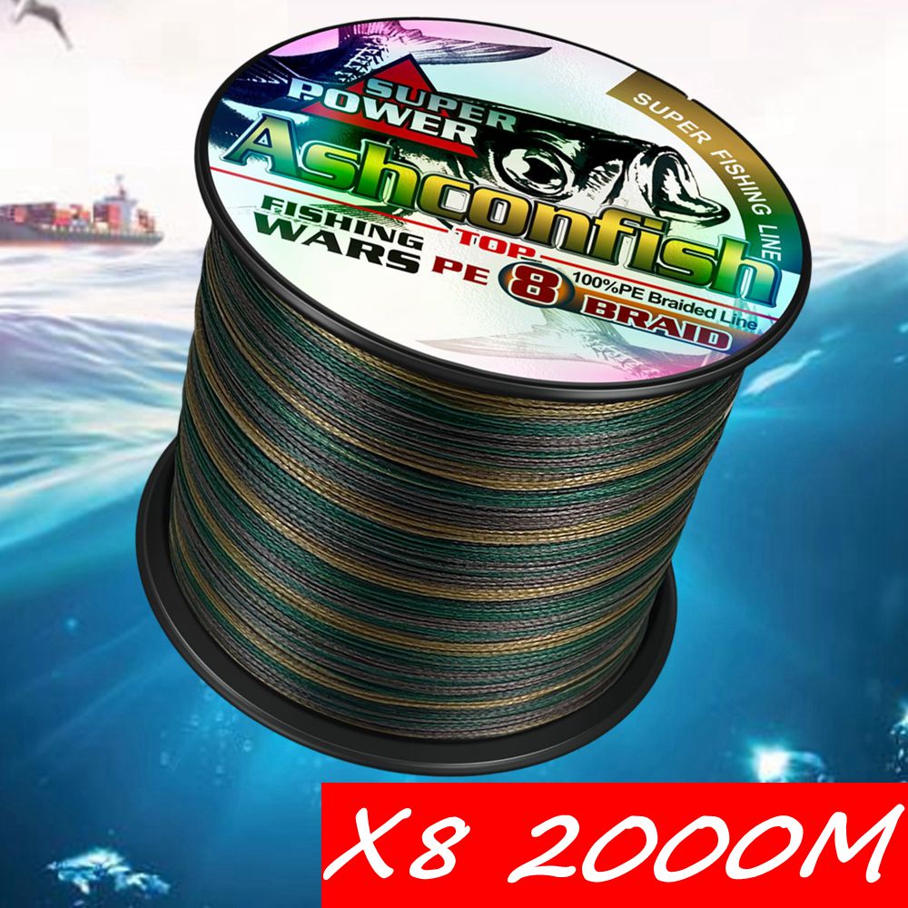 Ashconfish 2000 M 8 brins tressé ligne de pêche 8 fil cordon corde de pêche 8 tresse PE Multifilament ligne de pêche hiver 6-300LB
