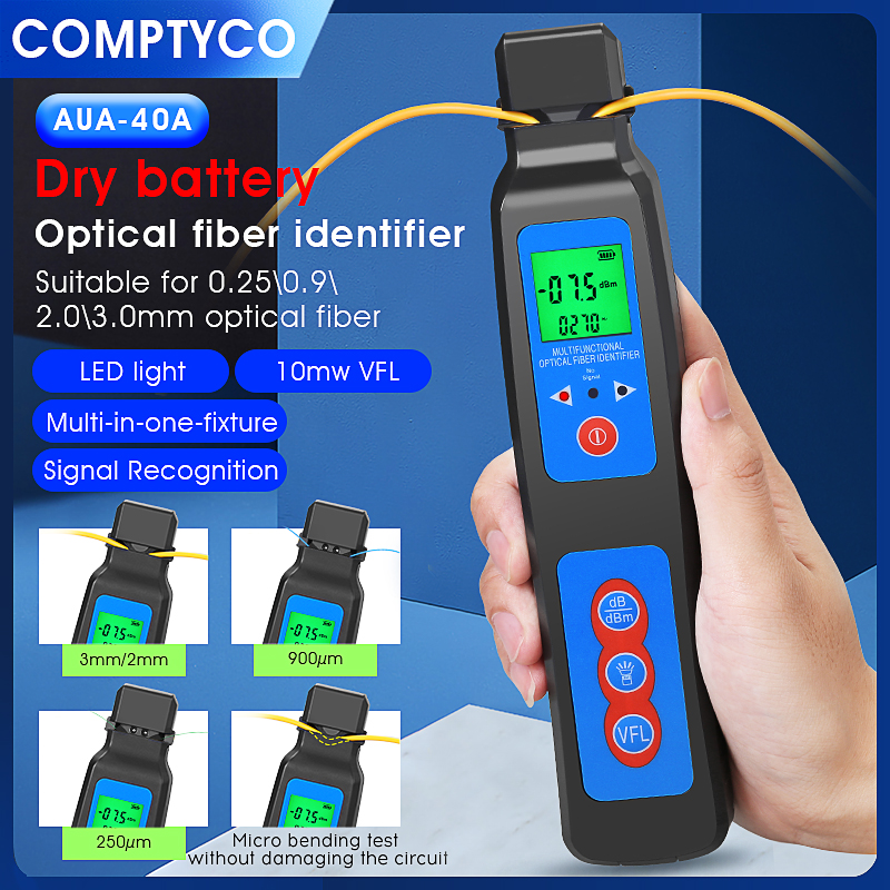 COMPTYCO AUA-40A/40D identificador de fibra óptica activa Detector de Cable de fibra con localizador Visual de fallos de 10mw