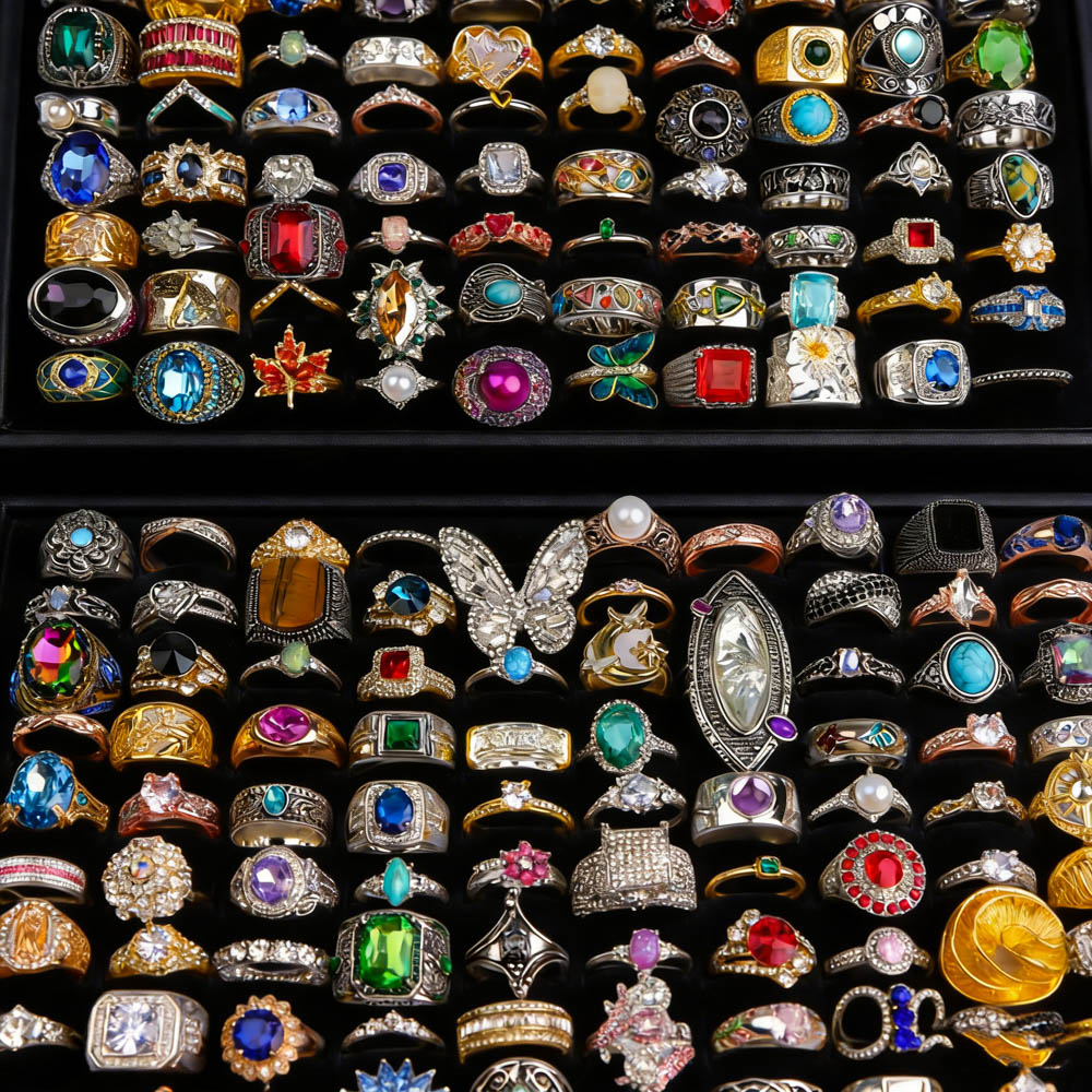 10/20/30/50Pcs/Lot Fashion Retro Hip-Hop Punk Geometry Rings For Women Men Daily Party Jewelry Gift Accessories Randomly Shipped