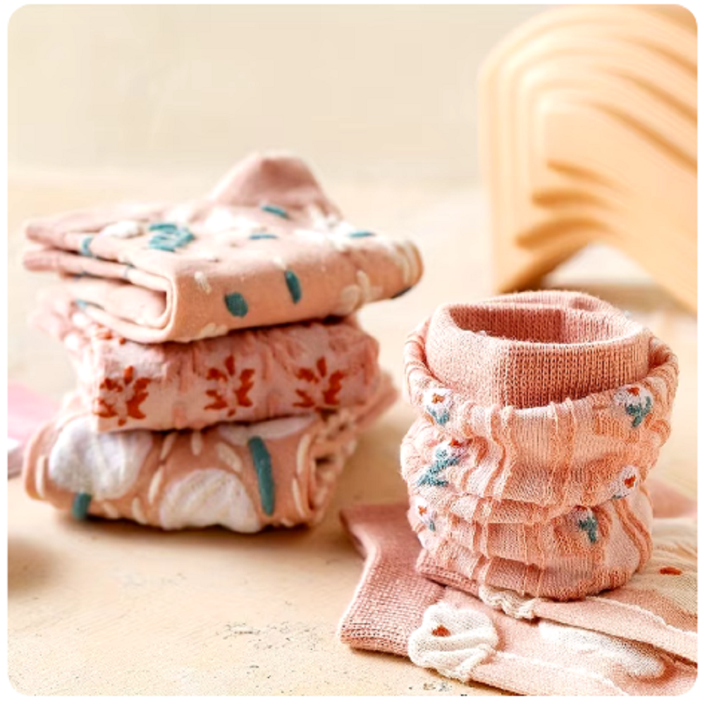 5 pares de calcetines tobilleros con textura 3D de flores lindas Kawaii, medias finas de corte bajo de estilo vintage para mujer