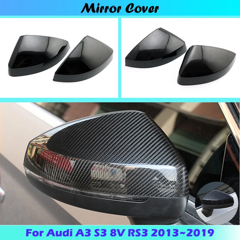 Coque de rétroviseur à motif en fibre de carbone, coque noire, Audi A3, S3, 8V, RS3, 2013, 2014, 2015, 2016, 2017, 2018, 2019