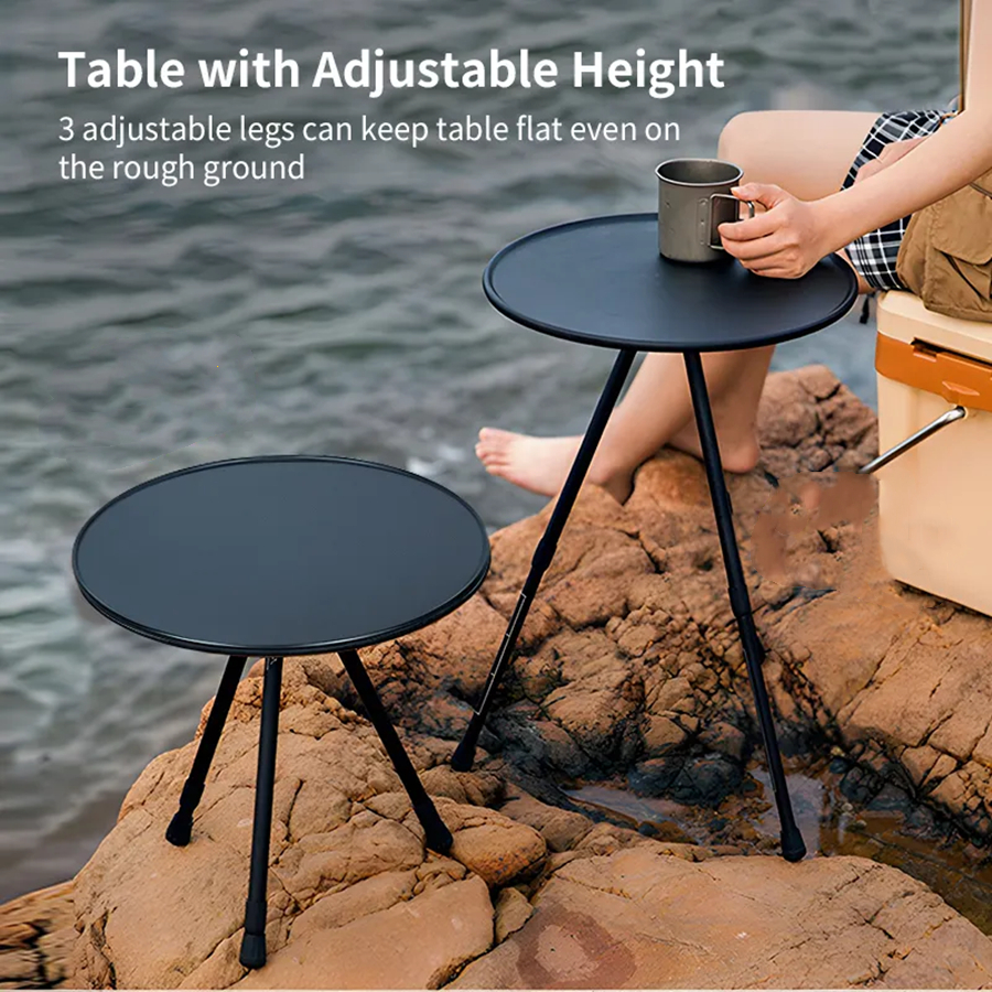 Folding Round Table Portable Telescopic Outdoor Three-legged Dining Table Aluminum Alloy Coffee Table Hike Picnic Liftable Table