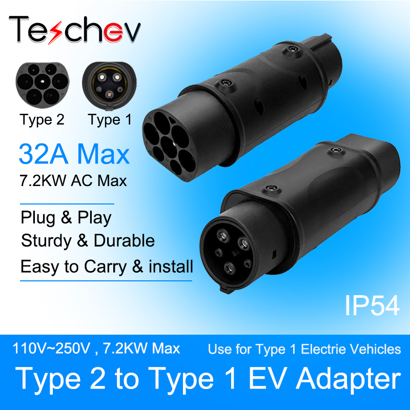 32A 22KW Electric Vehicle Charging Connector For Type 2 to GBT Charging For EV Connector Type 2 to Type 1 J1772 7.2KW Conventor