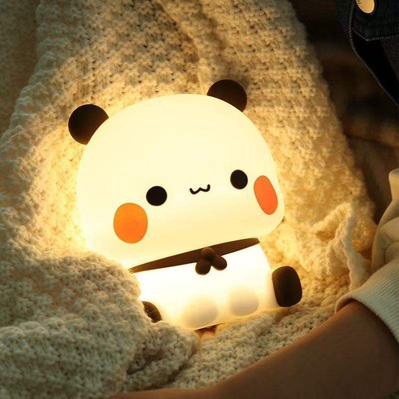 Śliczna Panda Lampka nocna LED Squishy Nowość Lampka nocna Animal Touch 3 tryby Ściemnialna lampka nocna do sypialni dla dzieci Lampka nocna Pat Lamp