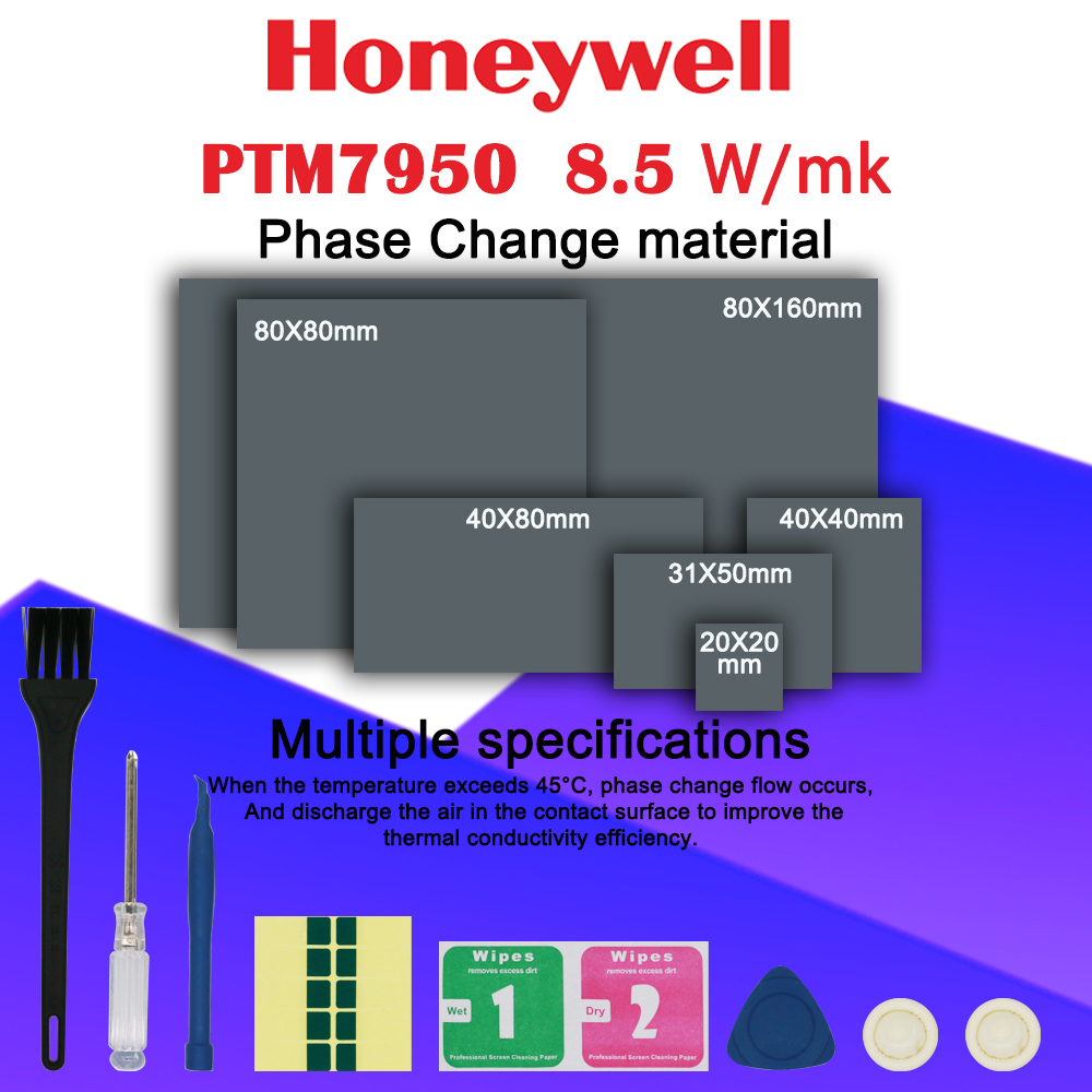 Pâte thermique Honeywell PTM7950 à changement de phase 8,5W/mk pour ordinateur portable/CPU/GPU, dissipateur thermique, matériau conducteur thermique