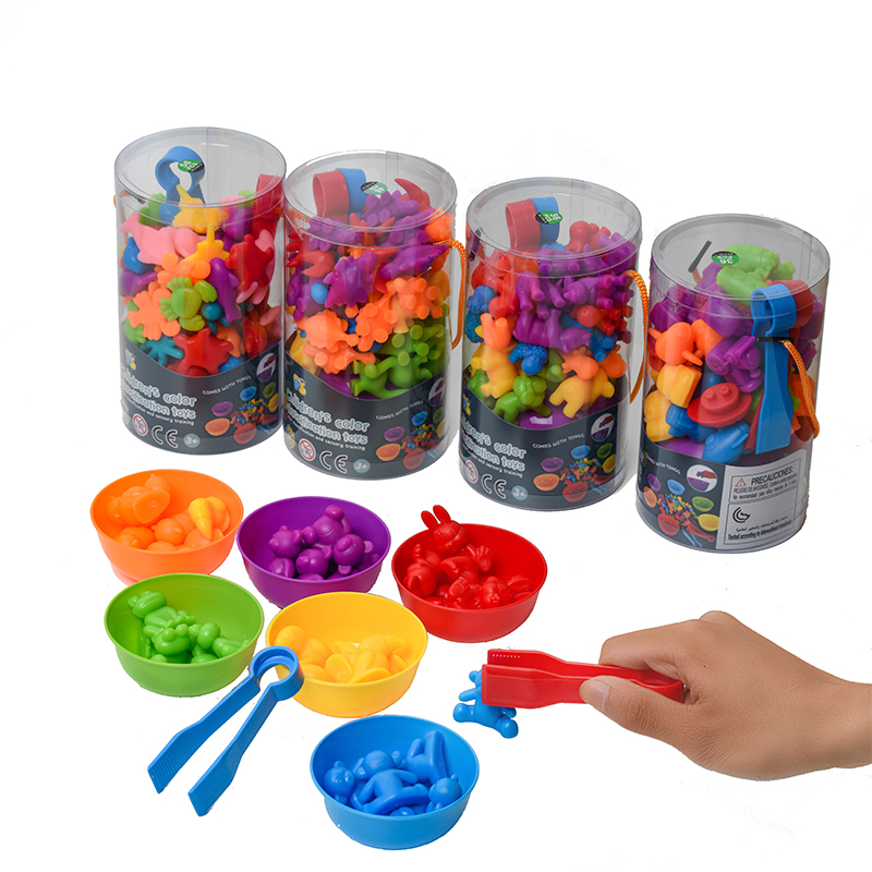 Rainbow Sorting Game Animal Puzzle Toy Dinosaur Traffic Color Matching Game Montessori Education Sensory Toys For Kids Preschool