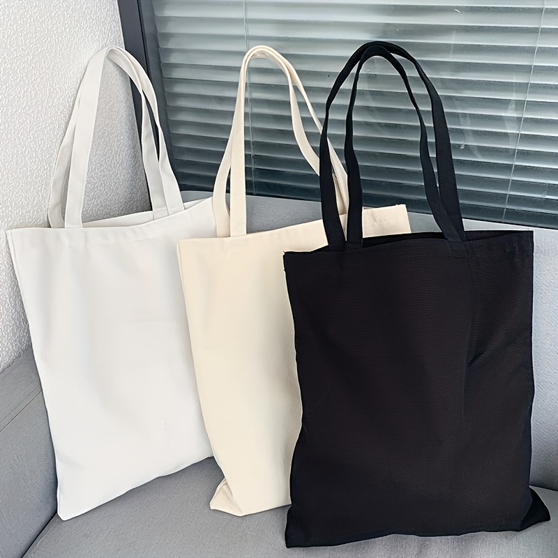 Bolso de hombro de lona para mujer de gran capacidad, bolso de mano sencillo e informal de Color sólido para ir de compras y viajes