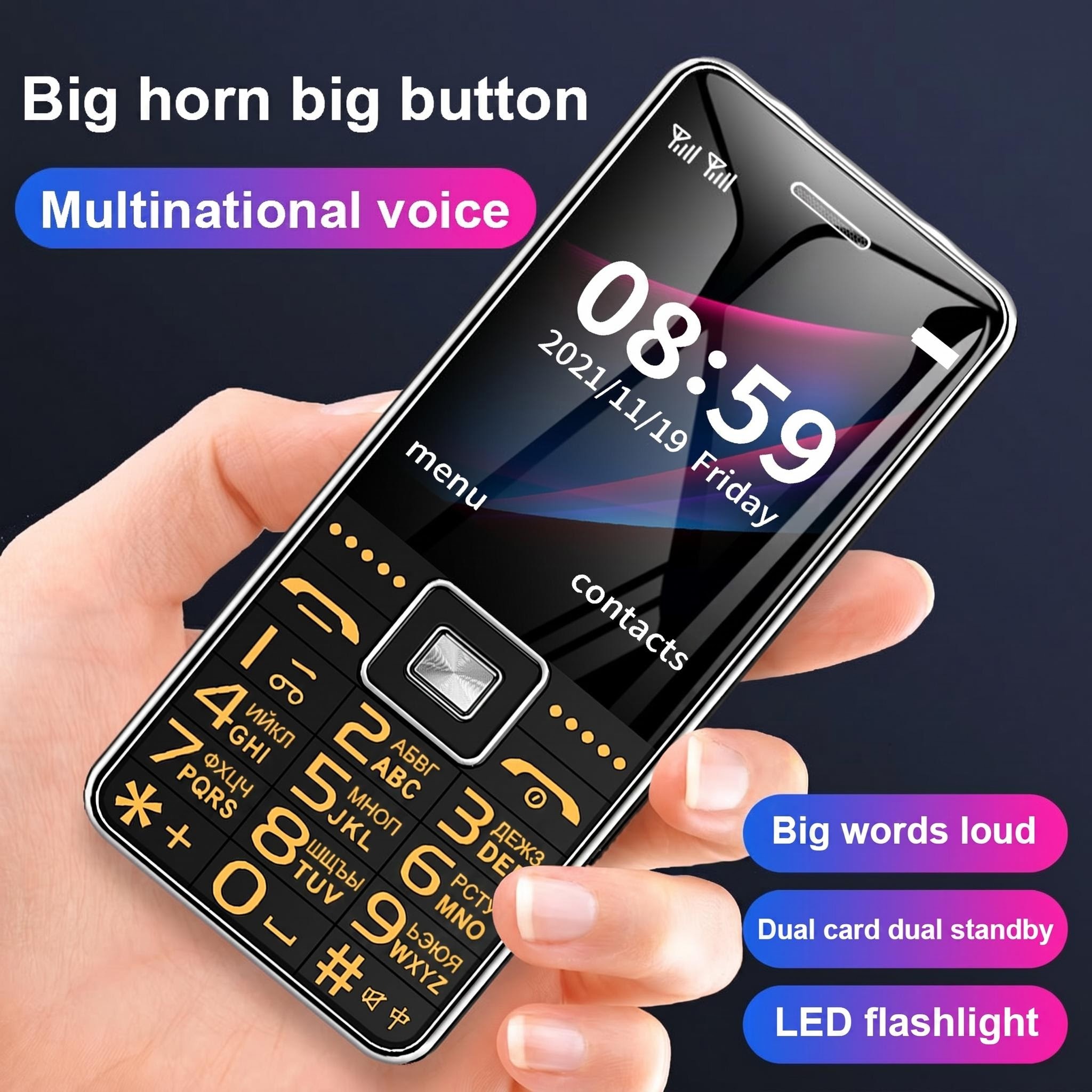 Téléphone portable GSM 2G BAR G600, double carte SIM, batterie 6800mAh, SOS, grande clé, écran 2.4 pouces, pour vieil homme et femme, récodeur MP3