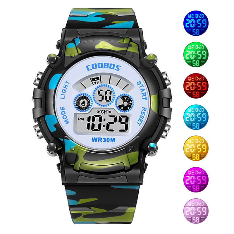 Esportes militares crianças relógio colorido back-light led relógio digital luminoso à prova dwaterproof água relógio eletrônico para crianças meninos meninas