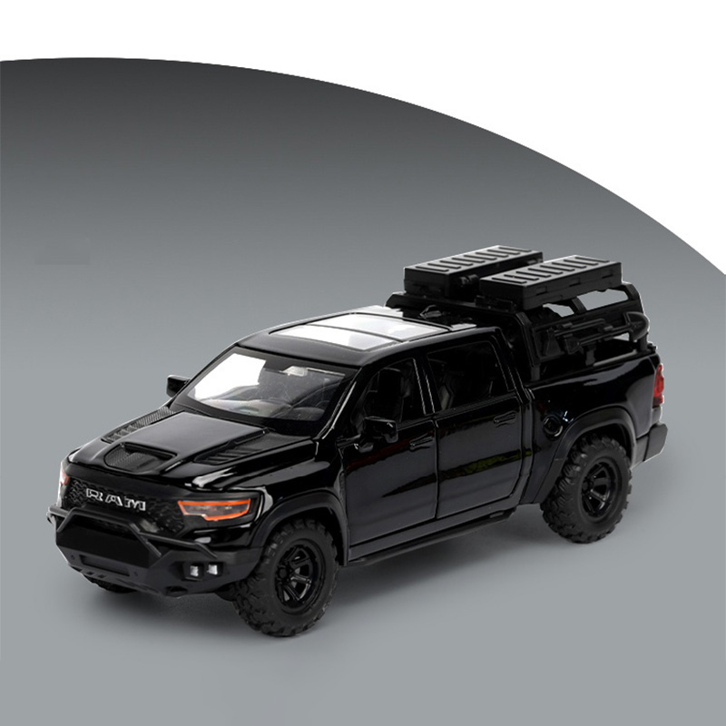 1:32 Dodge RAM Mammoth Pickup Truck Off Road Legierung Spielzeugauto Modell Sound & Light Pull Back Collection Geschenk für Jungen Kinder Kind