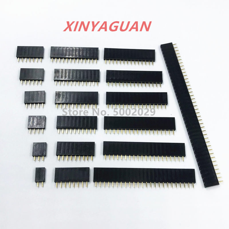 2.54mm Skok Jednorzędowy Żeński 2 ~ 40P PCB Gniazdo Płytka Pin Header Złącze Listwa Pinheader 2/3/4/6/10/12/16/20/40Pin Dla Arduino