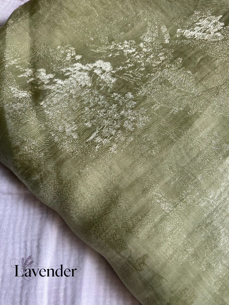 Groene jacquard tencel gemengde lyocell stof, zacht en ademend, geschikt voor het naaien van een zomerjurk, dunne doe-het-zelf stof