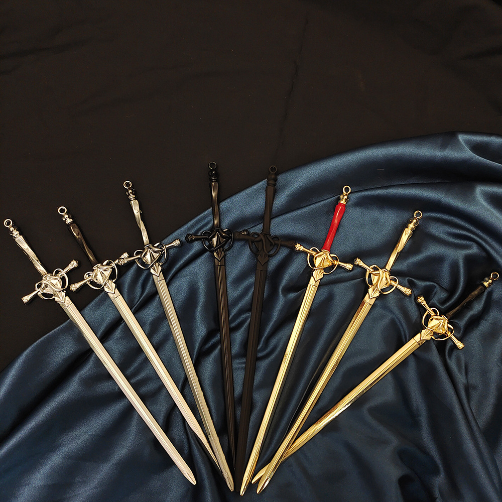 2022 neue Punk Rubin Anhänger Schwert Haarnadel Chinesische Einfache Haar Sticks für retro Frauen mädchen Frisur Haar Schüssel Zubehör Trendy