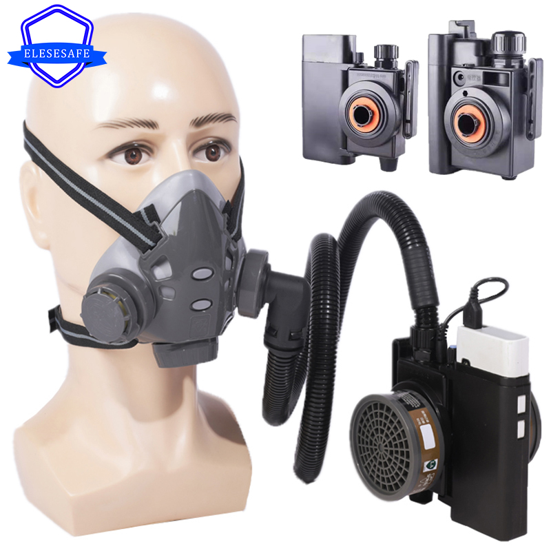 Di Động Điện Thanh Lọc Không Khí Mặt Nạ Nửa Mặt Hóa Học Mặt Nạ Phòng Độc Cho Công Việc An Toàn Đánh Bóng Hàn Phun Bảo Vệ