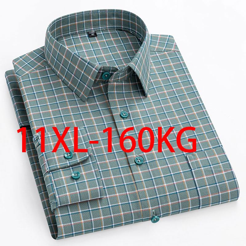 Nieuw 11XL 10XL Extra groot heren Oxford-shirt met lange mouwen, 100% katoen, gratis strijken, onderhoudsvriendelijk, zakelijk, sociaal, casual, korte mouw