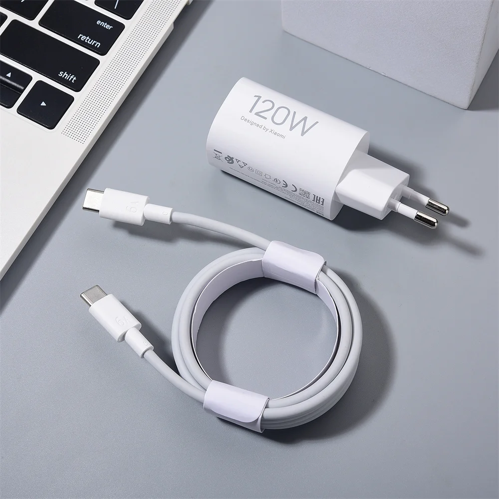 Ładowarka Xiaomi 120W GaN Pudding Turbo Fast Adapter z kablem PD 2M 1.5M do Redmi K80 K70E K60 pro Mi 17 15 14 13 12 pro