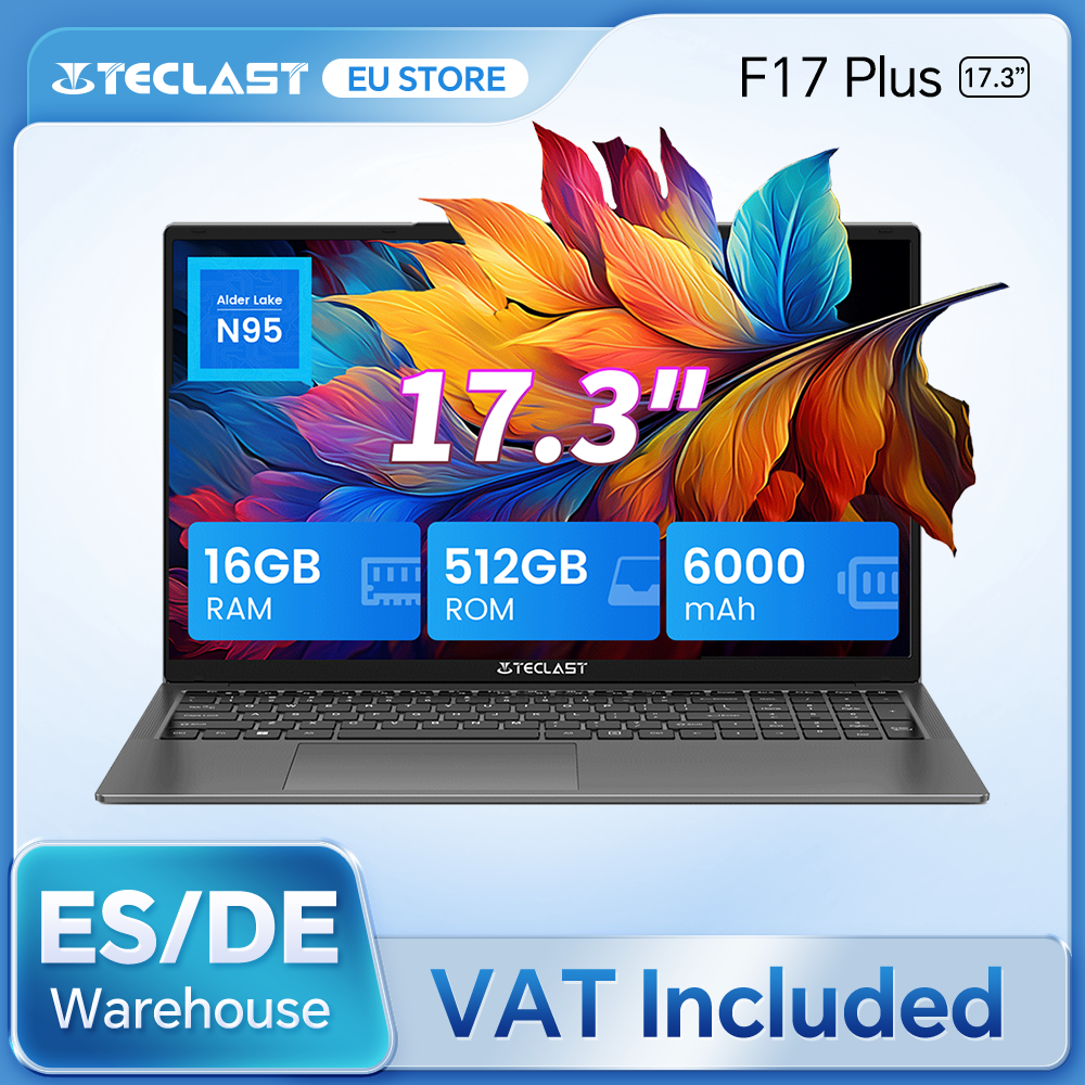 Teclast F17Plus 17,3 inch laptop, 16 Gb Ram 512 Gb SSD, Intel N95, Windows 11 Pro, 180 laptops °     Flip
