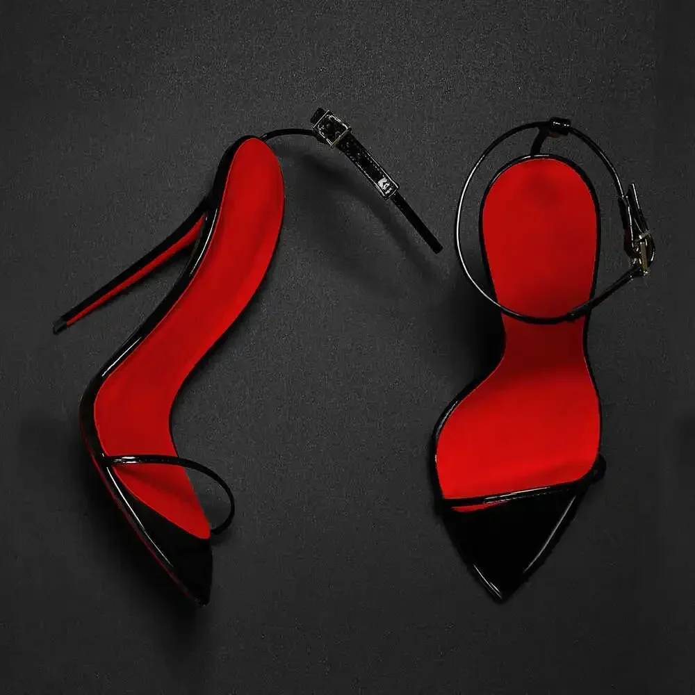 Sandales à talons aiguilles ultra-hauts sexy avec bride à boucle pointue de 12 cm, style européen, taille 35-46, chaussures de mode à talon fin
