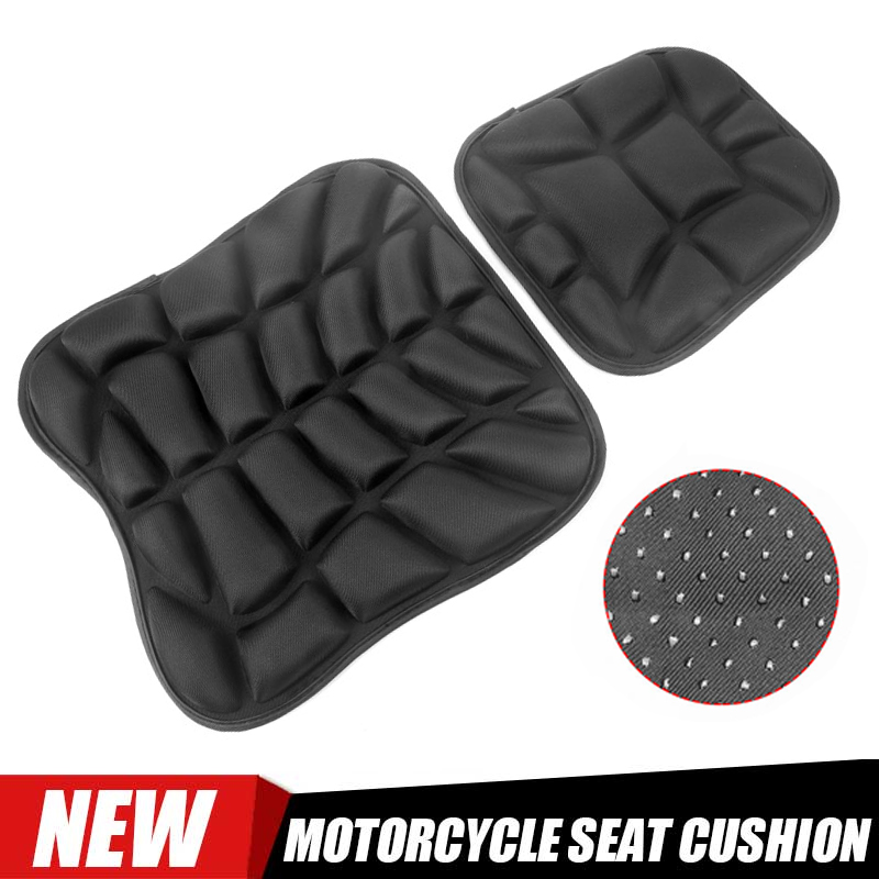 3D オートバイシートクッション 2 パックフロント + リアアンチスリップシートカバーモト圧力軽減ライドシートパッドバイクアクセサリー