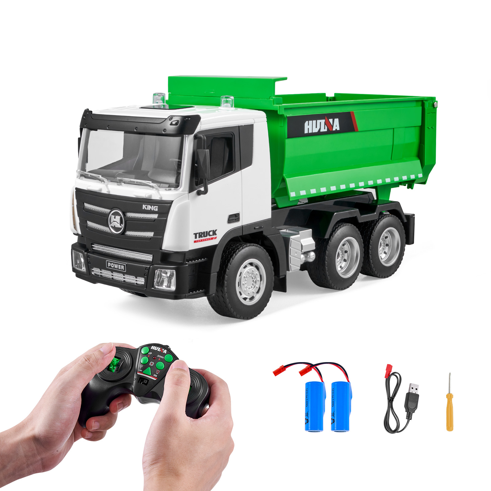SucceBuy RC Dump Truck Mainan Mobil Model Jarak Jauh 9 Saluran Kendaraan Rekayasa Buldoser untuk Balita Anak-anak Hadiah Ulang Tahun Natal