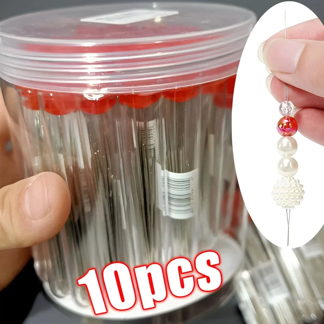 5/10 Uds agujas para abalorios agujas para cuentas de semillas ojo grande DIY con cuentas plegables alfileres agujas abiertas para herramientas de fabricación de joyas