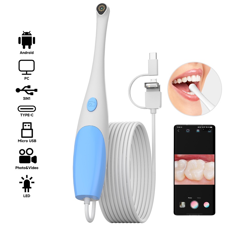 Endoscope Android portatif type-c, Endoscope d'inspection 3 en 1, caméra serpent USB, 8 lumières LED, Compatible avec les téléphones Android et PC