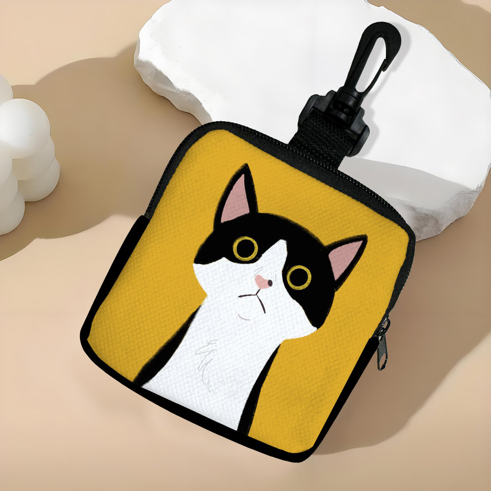 1pc 黄色猫パターン印刷大容量コイン財布防水デジタルコイン財布収納袋、ギフトに最適な選択