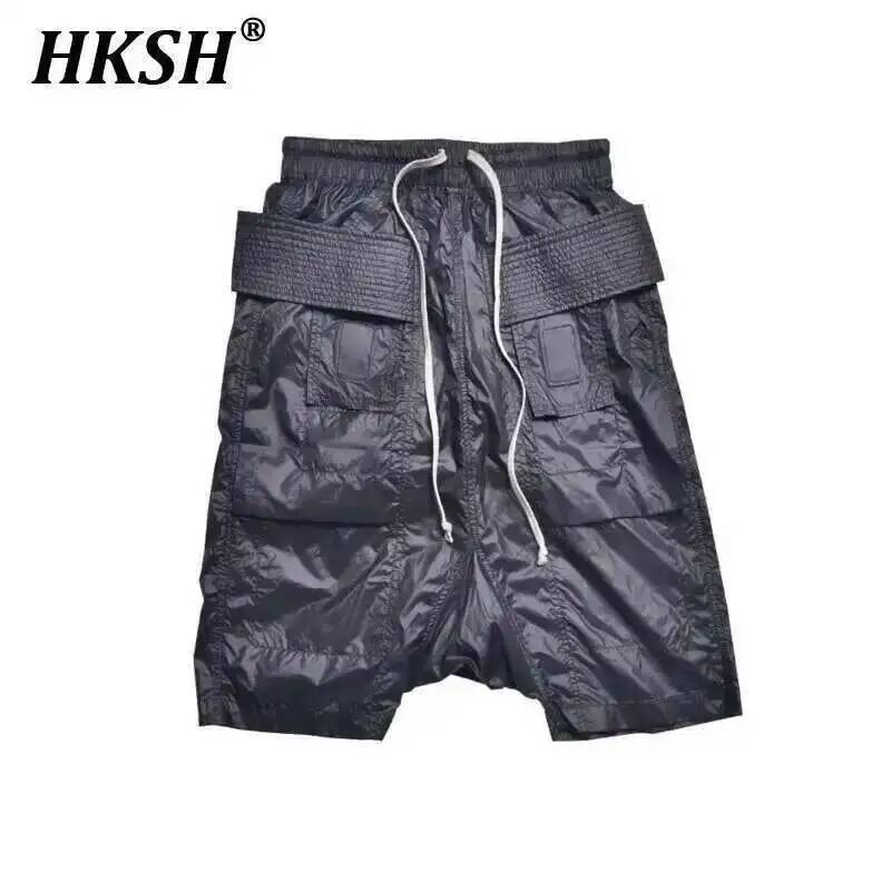 HKSH Wiosna Lato Nowe Cienkie Spodnie do Kolan Młodzieżowe Szorty Modowe Mężczyźni Ins Tide Chic Dark Niche Design Capris HK0825