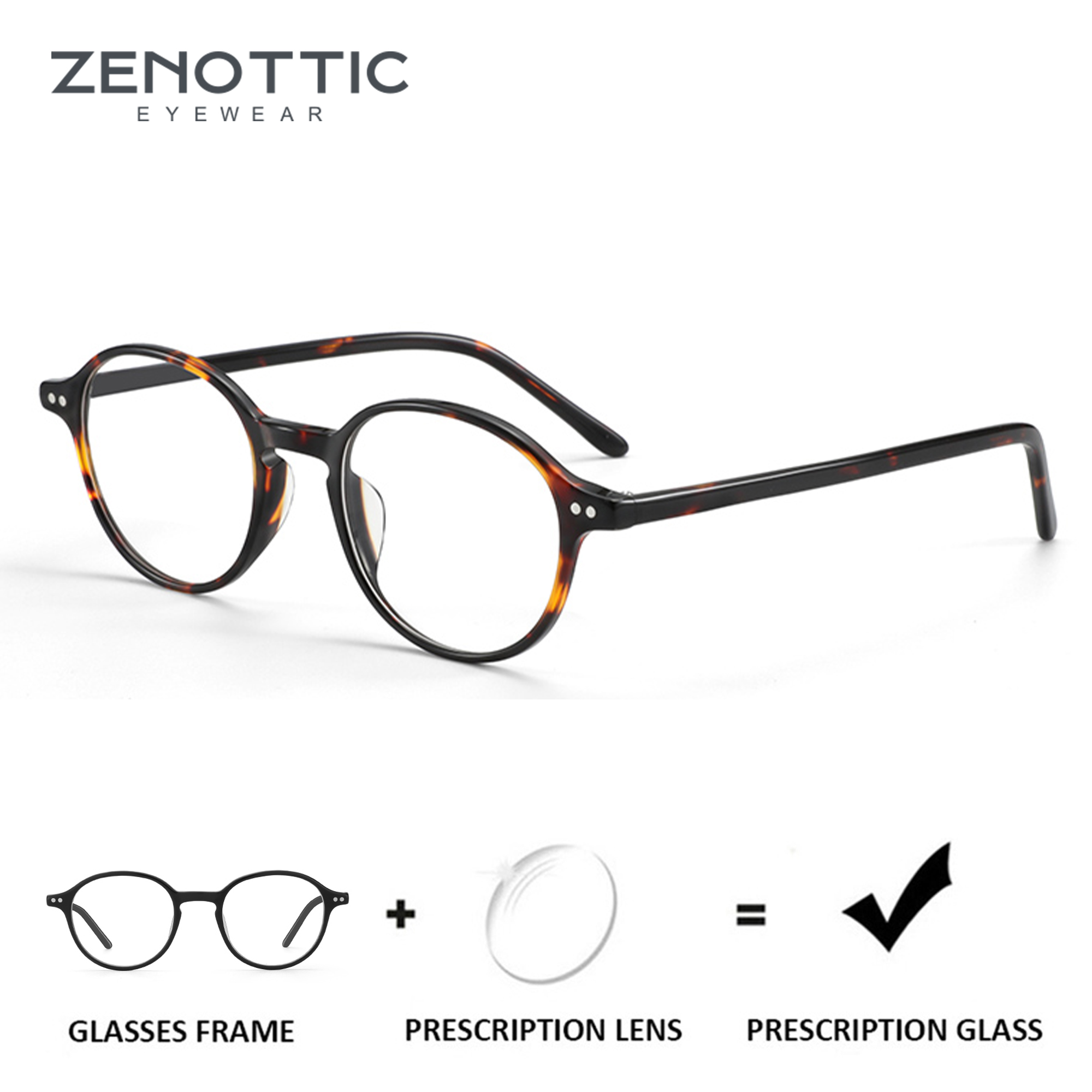 ZENOTTIC Retro Small Round Prescription Eyeglasses Women Men Anti Blue Light Progressive Glasses Photochromic Optical Eyewear