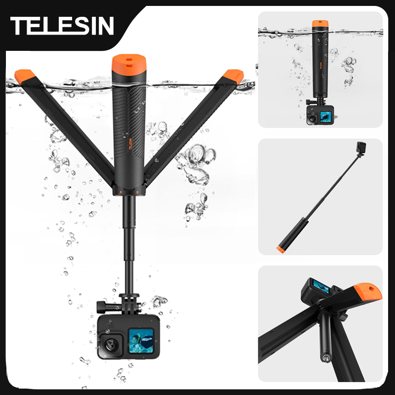 TELESIN Onderwater Drijfvermogen bar Duiken Uitschuifbare Selfie Stick Statief Voor Gopro Insta360 DJI OSMO Actie Camera Accessoires
