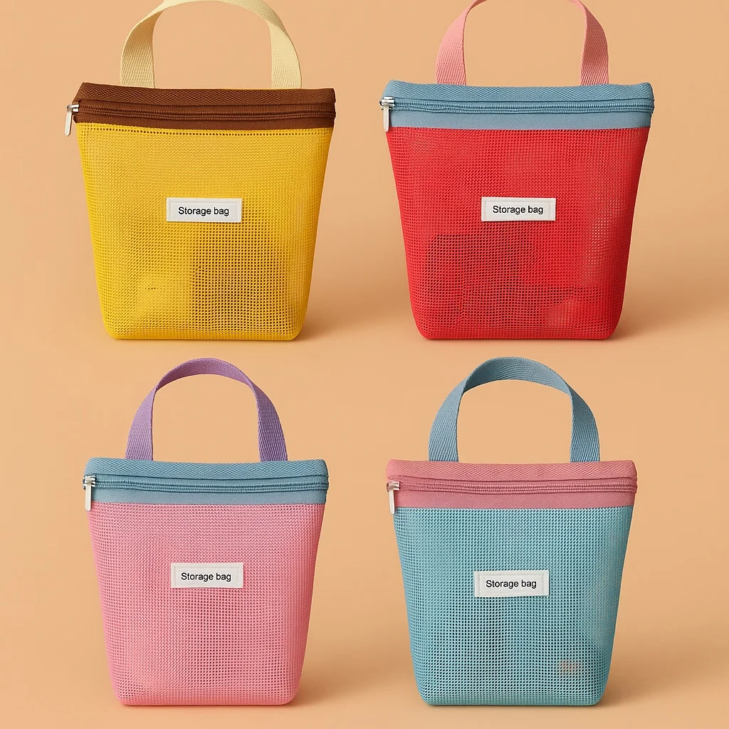 Bolsa de Praia Feminina Estilo Ins, Vibrante e Colorida, de Verão, em Tela, Pequena, Dobrável e Portátil, para Cosméticos e Higiene Pessoal