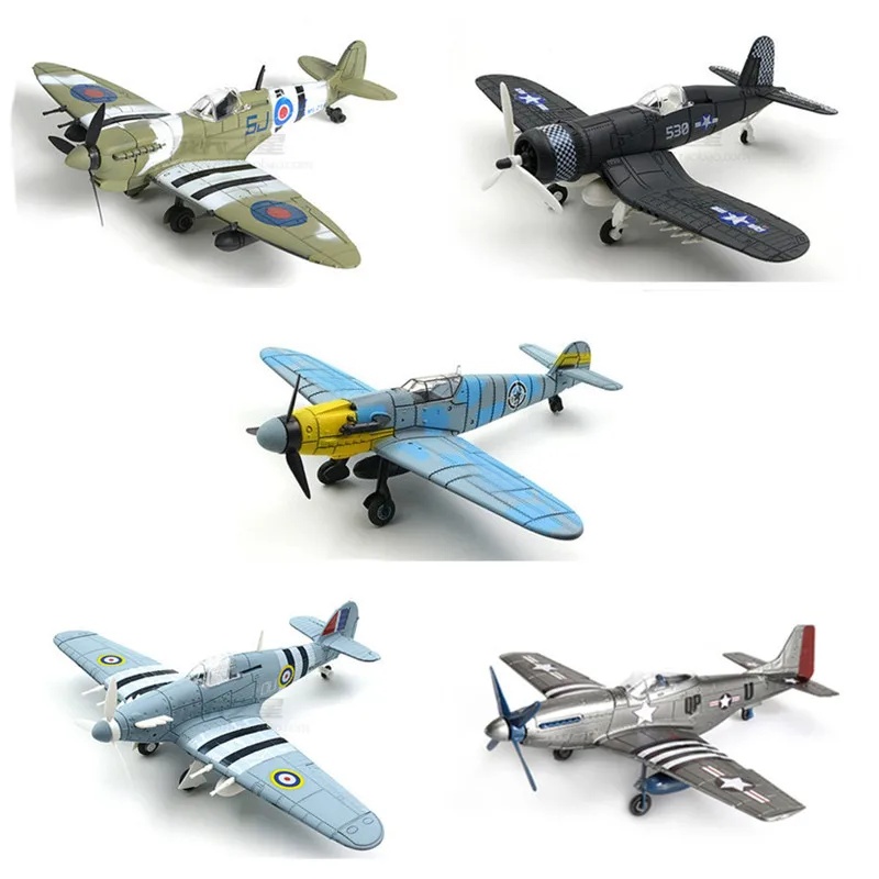 4D 1/48 WW II Fighter BF-109 Spitfire F4U Hurricane P-51 ensamblaje rompecabezas modelo avión militar juguete