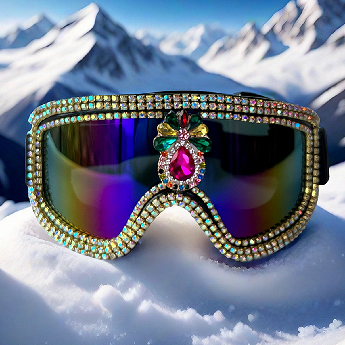 Vintage Ski brille Anti-Fog-Schnee brille UV-Schutz bunte Linse Luxus Strass Snowboard brille für Männer Frauen Erwachsene yo