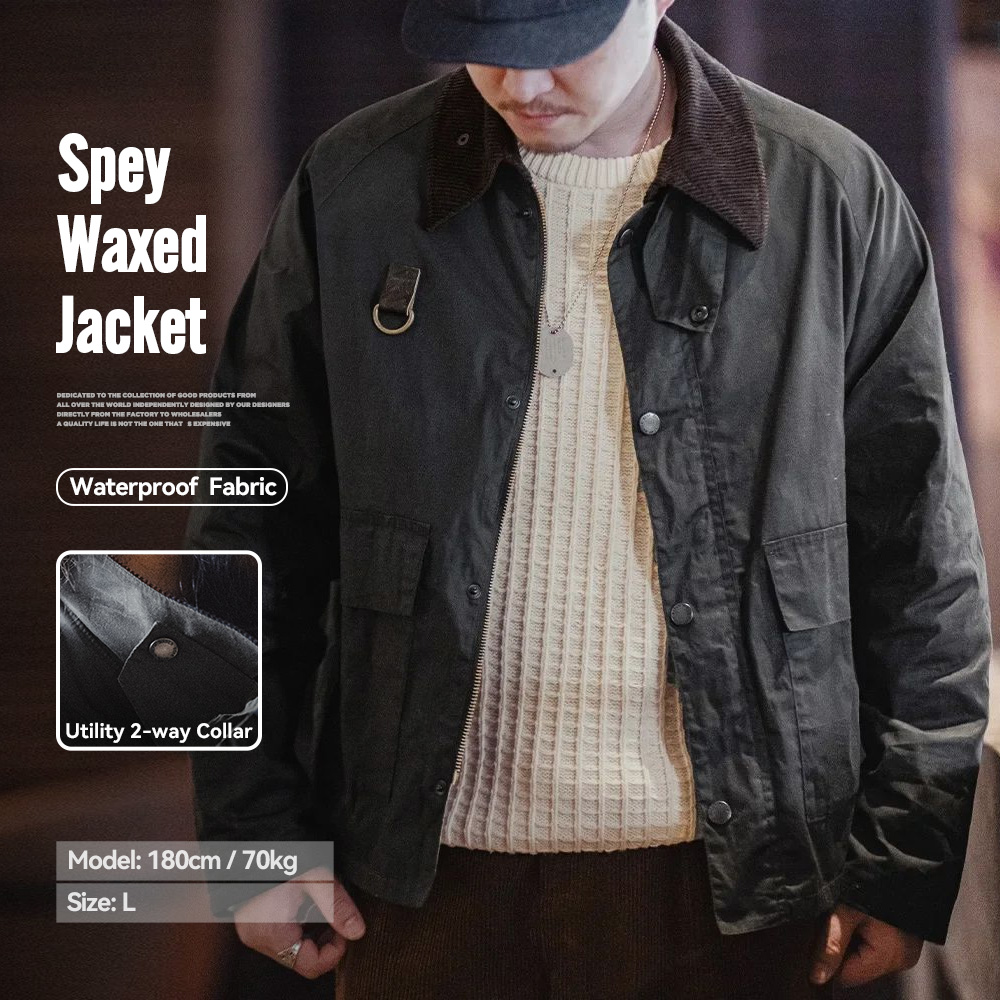 Maden vintage spey encerado jaqueta de pesca angustiado ao ar livre gola de veludo com bolsos casaco para outono clássico overcaot masculino