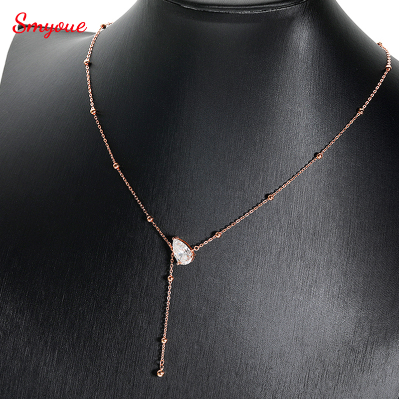Smyoue 1CT 3CT Waterdruppel Moissanite Ketting Dames Hanger Verstelbare Ketting Lab Diamant Puur 925 Zilveren Sieraden Meisjes Gift