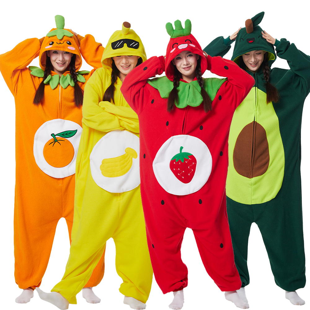 Onesieshow Obst Kigurumi Pyjamas Halloween Onesie Erwachsene Kinder Cartoon Kürbis Avocado Pyjama Cosplay Party Frauen Männer Homewear