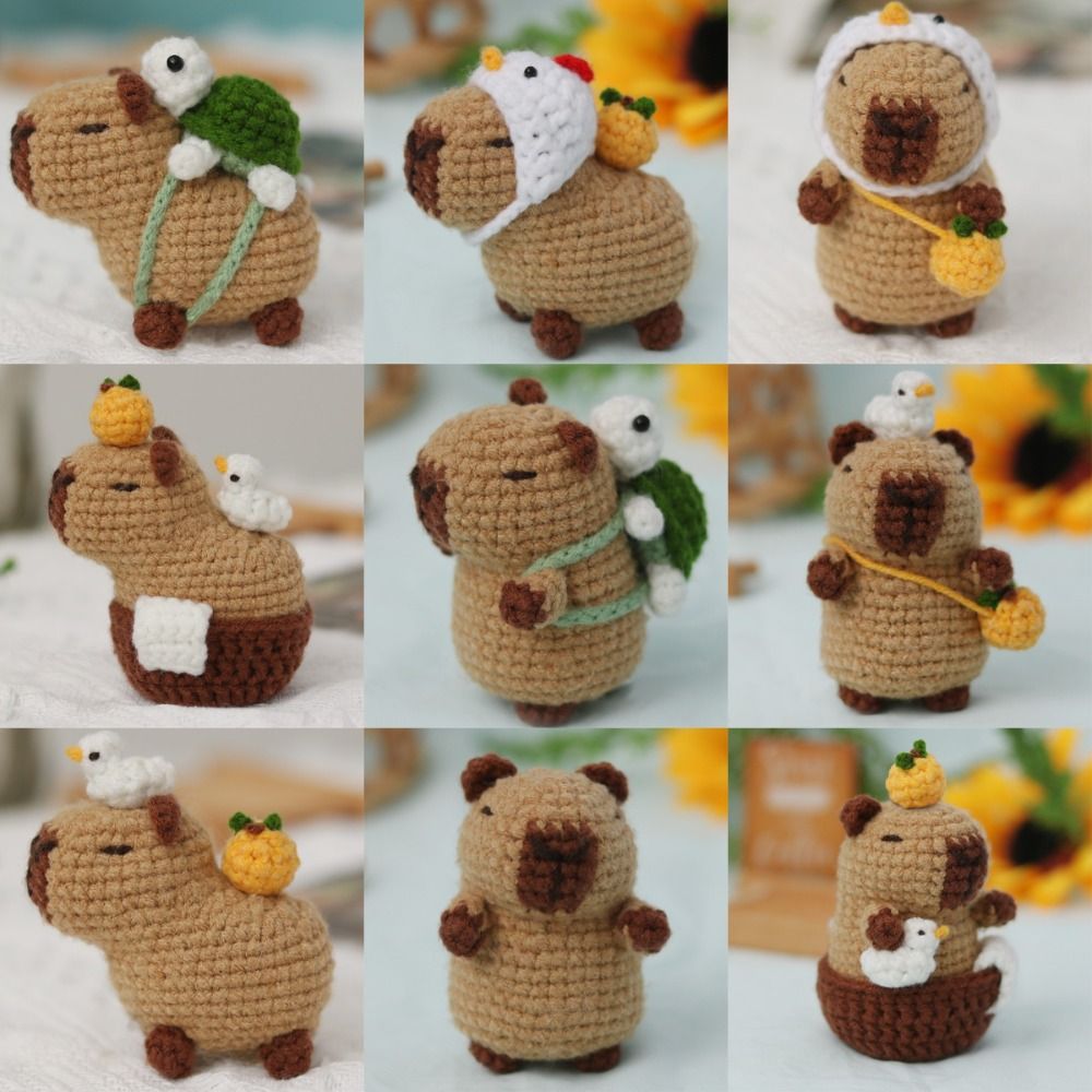 DIY Crochet Kit com ganchos para iniciantes, Handmade Crochet Set, Guiné Pig Fios, Capivara, Novo