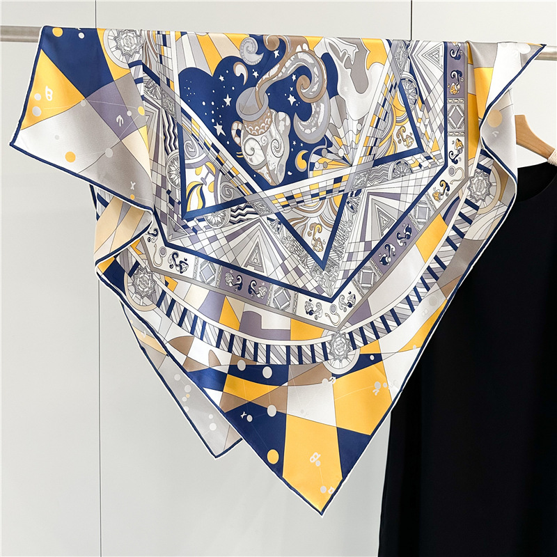 110 cm Zijden Sjaal Luxe Design Vrouwen Grote Vierkante Sjaals Handgerolde Randen Bandana Tops Sjaals Vintage Designer Satijnen Sjaals