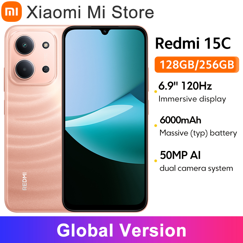 Глобальная версия смартфона Xiaomi Redmi 15C с 120Гц 6.9-дюймовым дисплеем Dot Drop, основной камерой 50 МП, зарядкой 33 Вт и процессором MediaTek Helio G81-Ultra